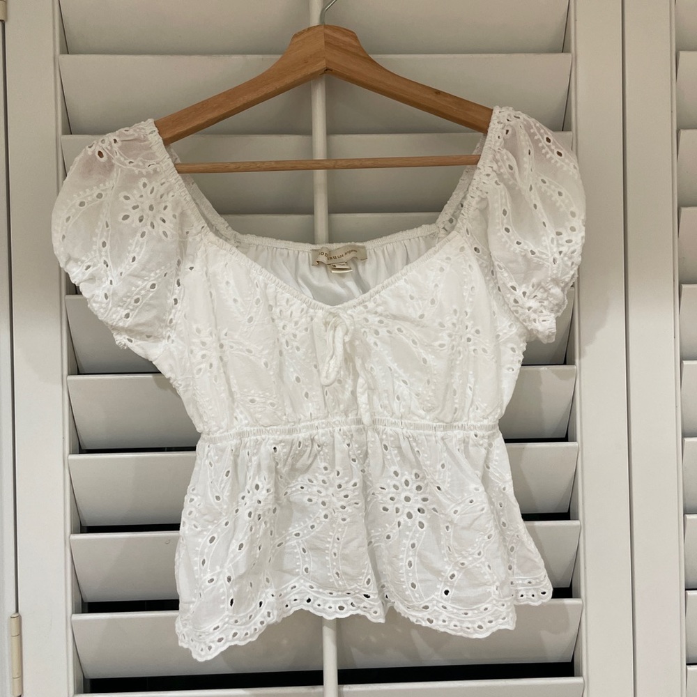 Eyelet White Puff Sleeve Blouse
